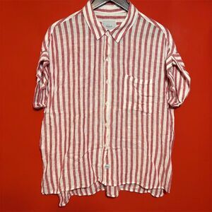 Rails Womens L Red‎ & White Striped Short Sleeve Button-Up Shirt